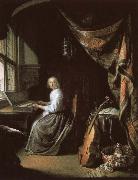 a 17th century dutch painting by gerrit dou of woman at the clvichord. christian schubart